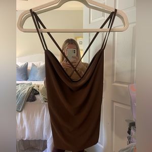 Zara brown cross back tank blouse
